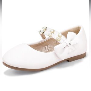 Pandaninjia Elegant Kids Shoes with Bow and Pearl Detail Size 2